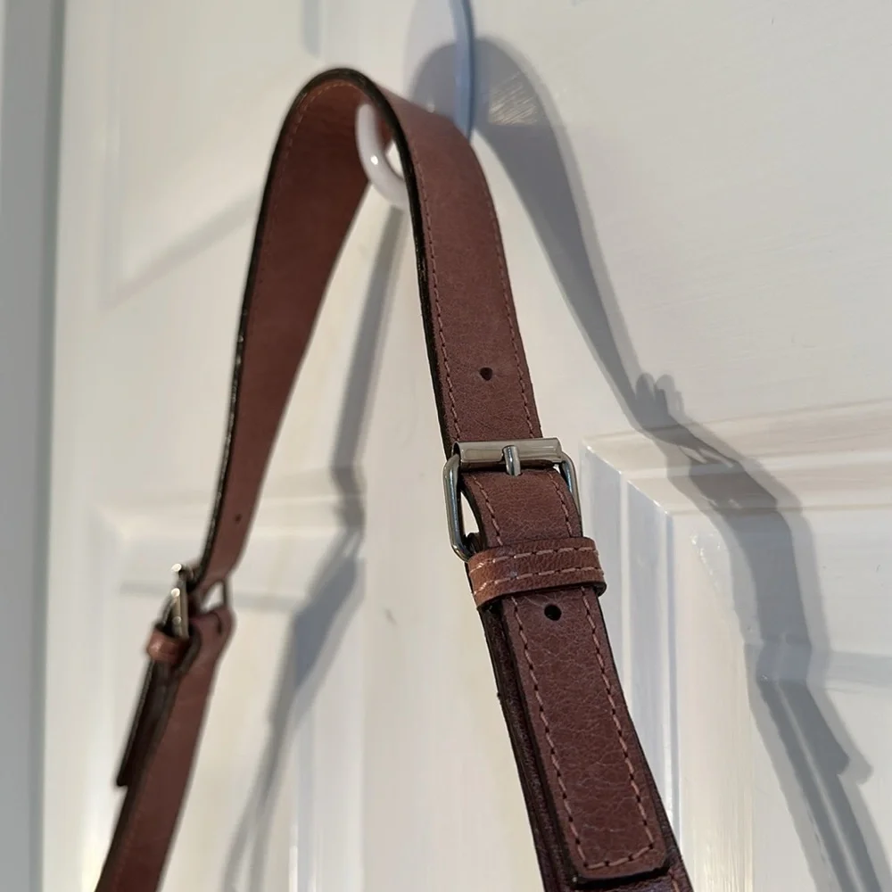 Italian Leather Mania Cowhide Handbag Dusty Pink Shoulder Bag Adj strap EUC - Picture 4 of 12